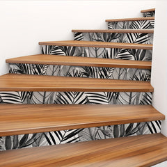 6pcs Tropical Coniferous Watercolor Staircase Sticker Self-adhesive Wallpaper