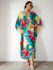 Boho Tie Dye Batwing Beach Cover Up