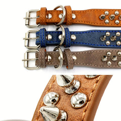 PU Leather Dog Collar Spiked Rivets Small Medium Dogs