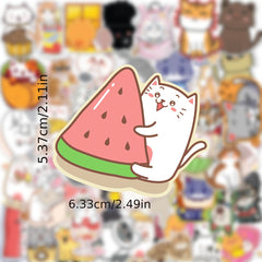 50pcs Cartoon Cat DIY Decorative Stickers Waterproof Doodle Stickers