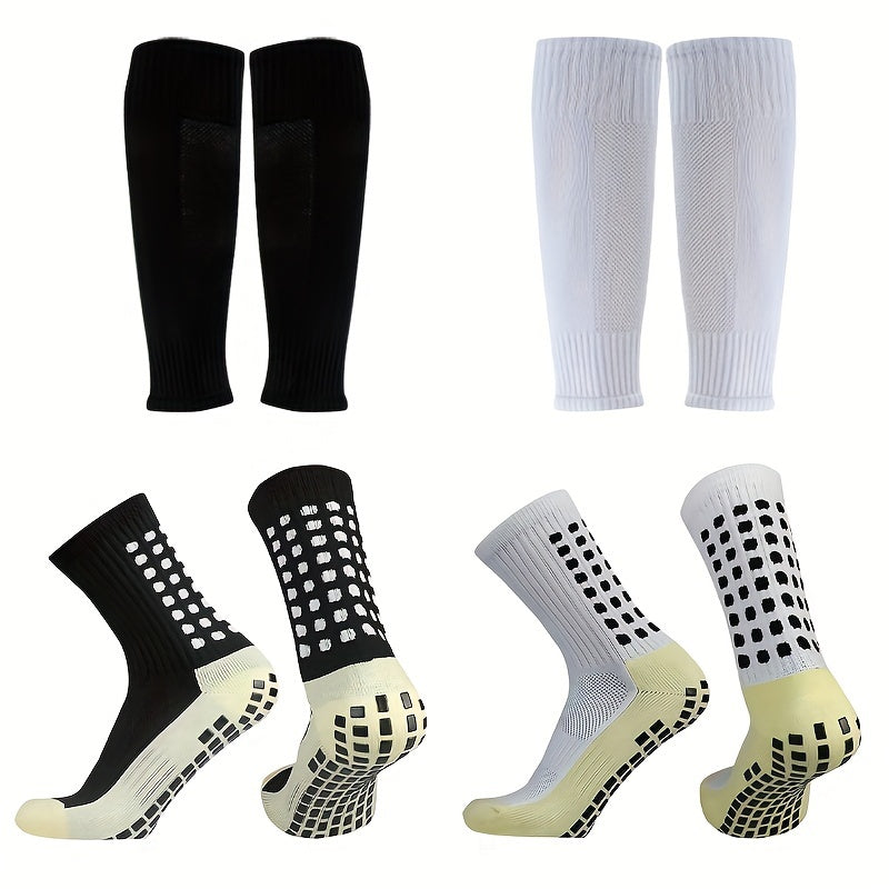 1 Pair Grip Socks Anti Slip Crew Socks for Soccer Football Basketball