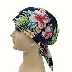 Flower Print Triangle Turban Cap Cotton Bandana Women Head Wrap