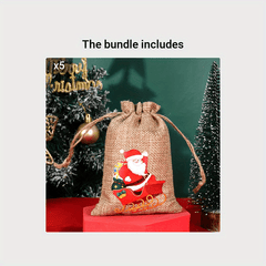 Christmas Burlap Bags Drawstring Candy Packaging Bags