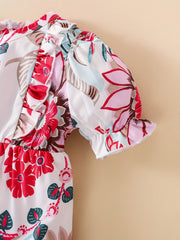 Baby Girls Floral Print Ruffle Cuff Romper