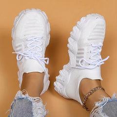 Women's Mesh Sneakers Low Top Lace Up Walking Shoes