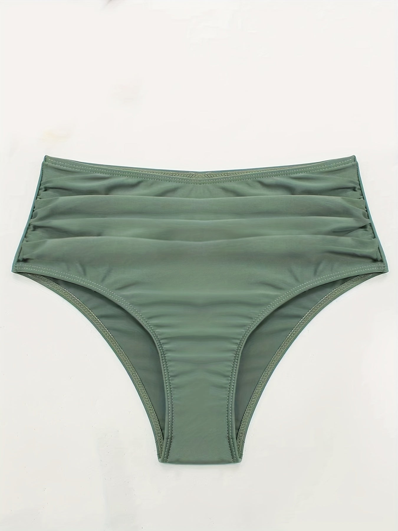 Green High Waist Bikini Bottom Ruched Beachwear Swimwear