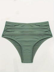 Green High Waist Bikini Bottom Ruched Beachwear Swimwear