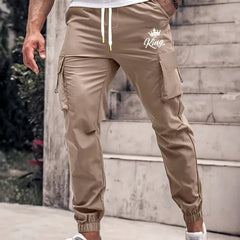 King & Crown Men's Cargo Pants Drawstring Loose Casual Outdoor Work Pants