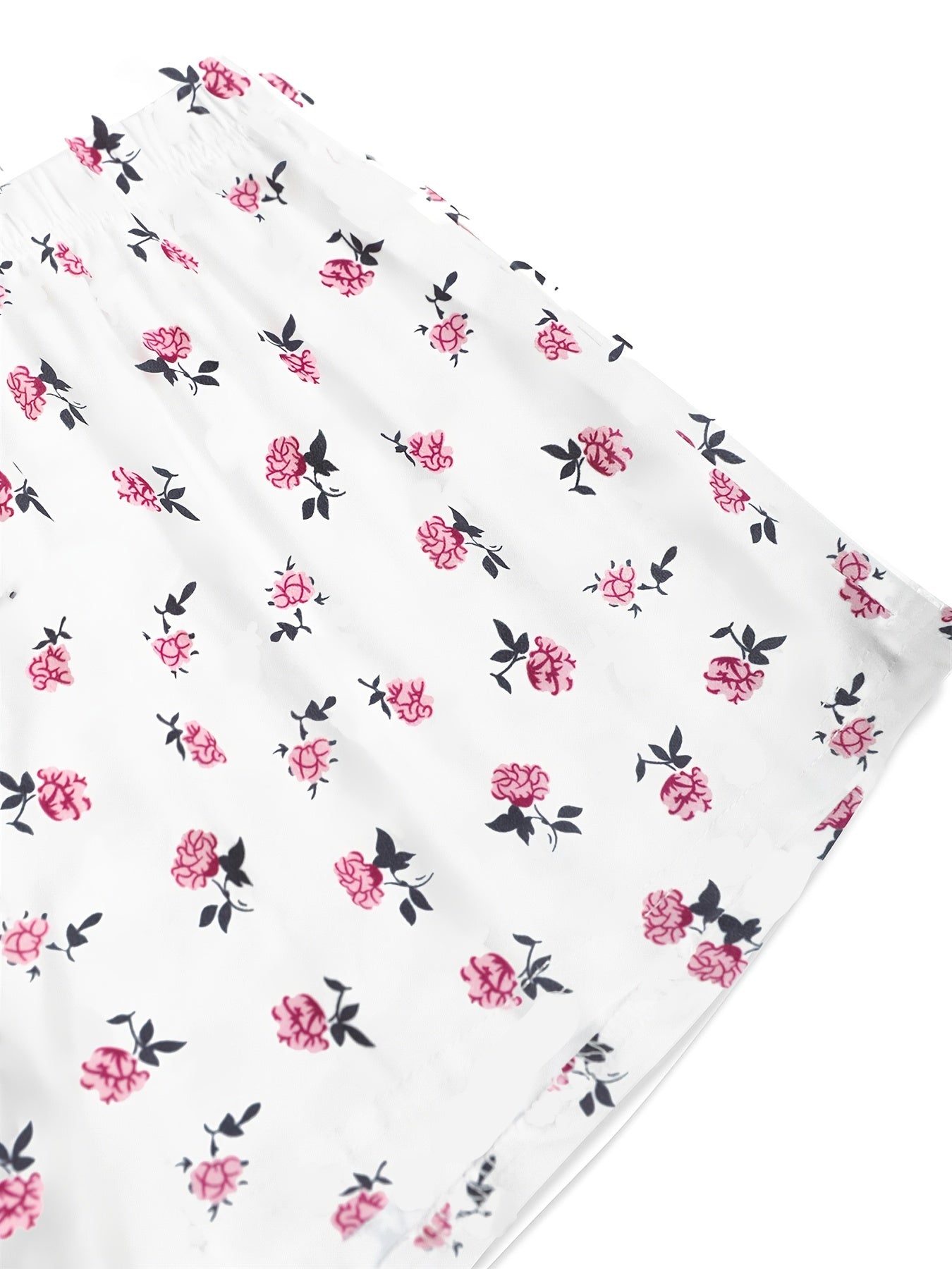Floral Print Lounge Set Short Sleeve T Shirt & Shorts Women's Loungewear