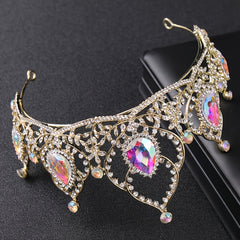 Golden Rhinestone Crown Headband Wedding Bride Hair Tiara