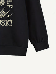 Funny Music Skull Print Boys Casual Pullover Hoodie