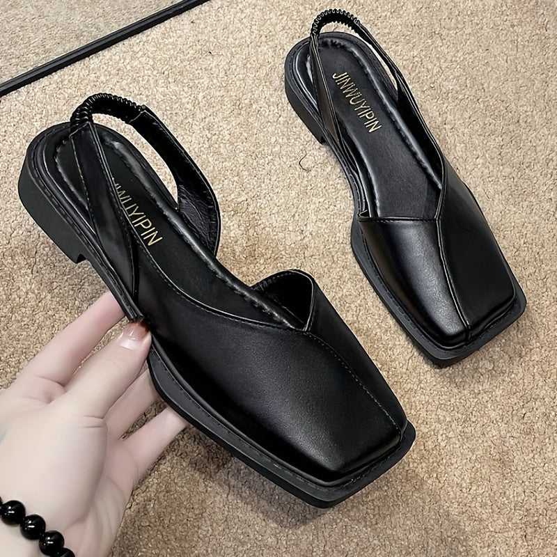Women's Square Toe Flat Slip On Slingback Shoes