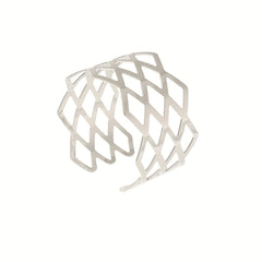 Set of 12 Golden Rhombus Napkin Rings, Polished Metal Hollow Buckle