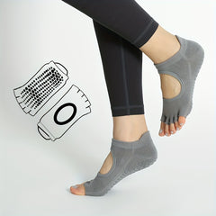 5 Toe Yoga Socks Open Toe Anti Skid Low Cut Dance Socks With Grips
