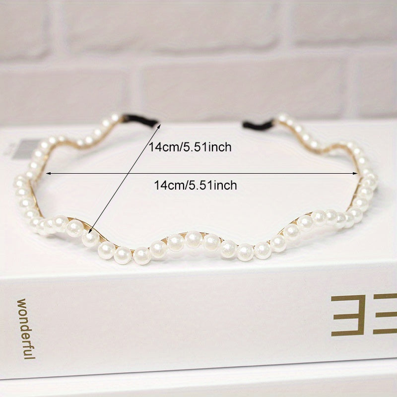 Girls Faux Pearl Hair Hoop Princess Hair Accessories For Party