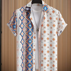 Bohemian Style Men's Short Sleeve Shirt for Summer Holiday