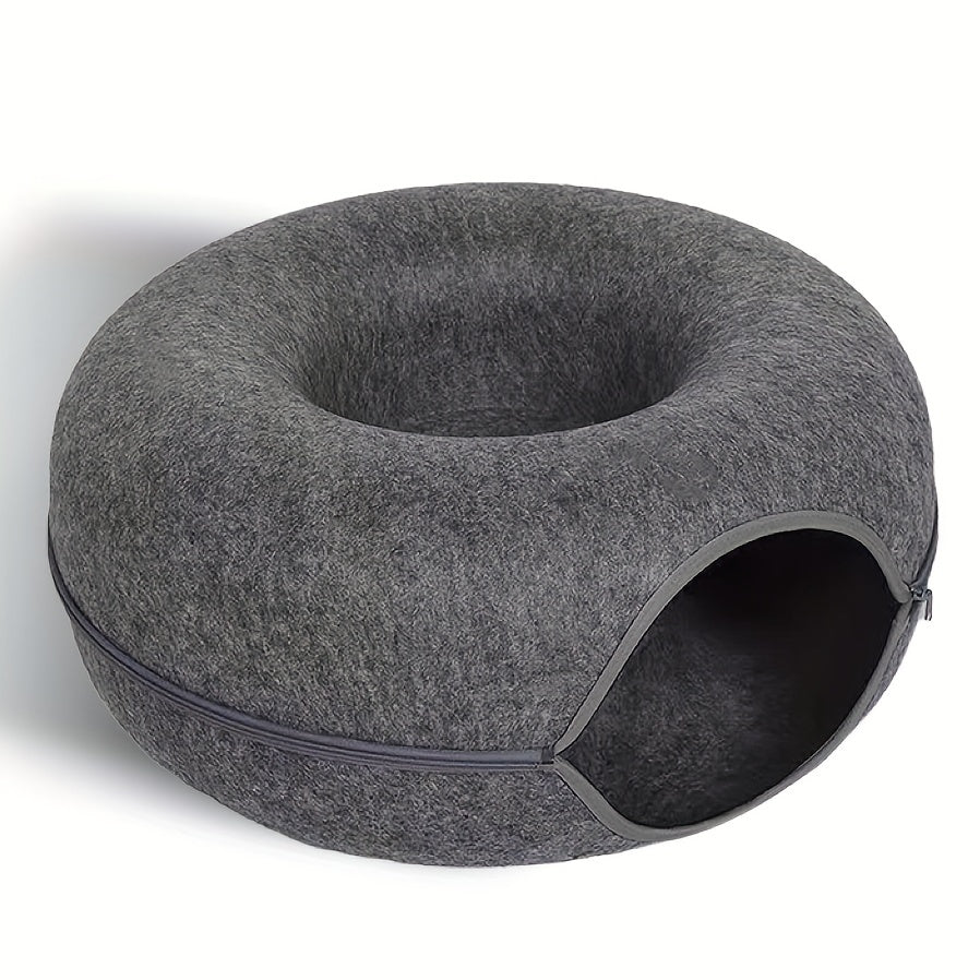Cat Tunnel Bed Felt Round Nest Washable Semi-enclosed Cat Tunnel