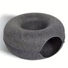 Cat Tunnel Bed Felt Round Nest Washable Semi-enclosed Cat Tunnel