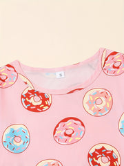 Donut Print Pajama Set Short Sleeve & Shorts
