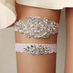 Faux Pearl & Rhinestone Garter Set Bridal Lingerie Sexy Sequin Belt Toss Gift