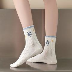 5 Pairs Cartoon Print Socks & 3D Textured Women's Stockings