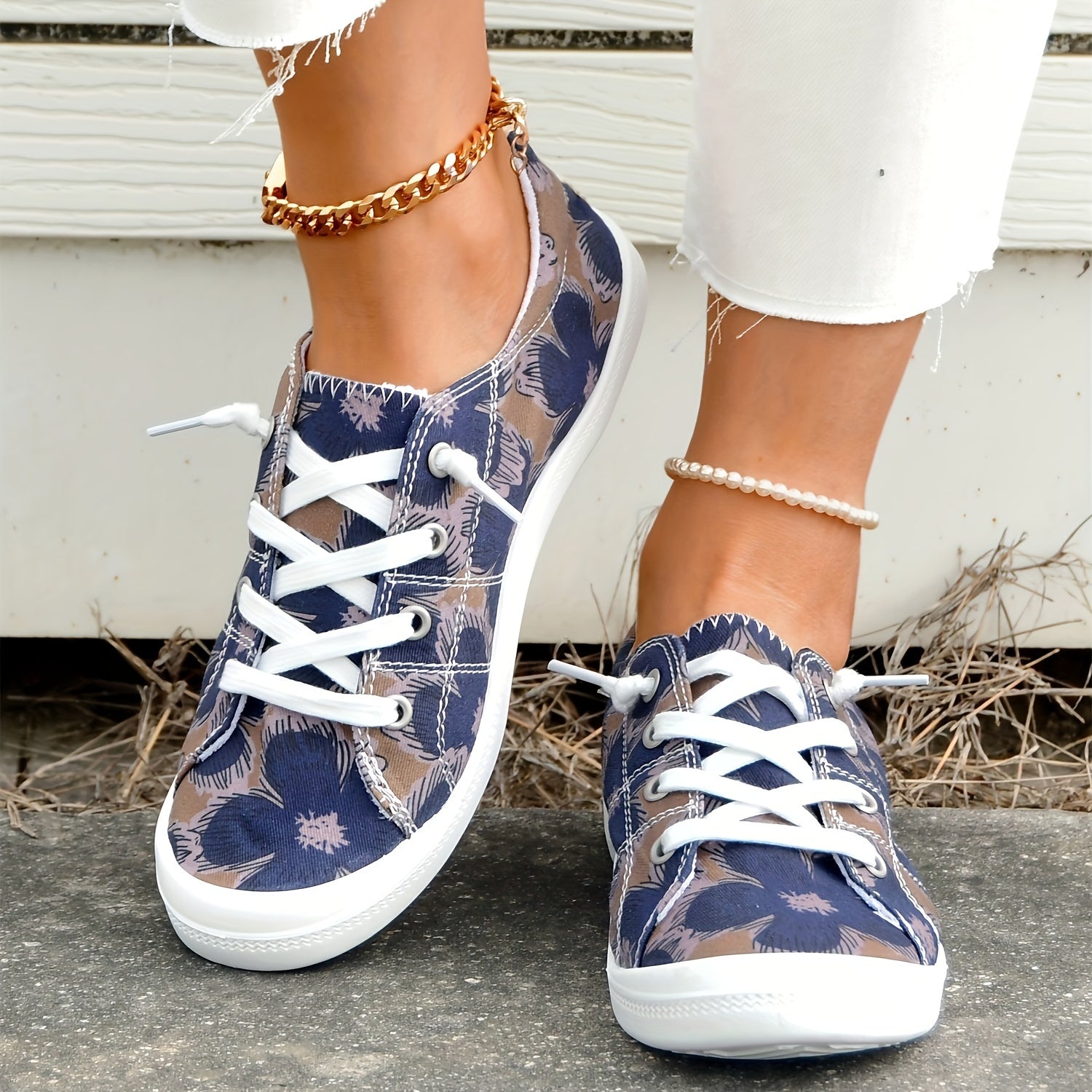 Floral Pattern Casual Shoes Lightweight Soft An