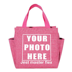 Photo Pattern Insulated Lunch Bag Thick Cooler Box Canvas Tote Food Storage Bag