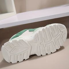 Women's Knit Mesh Platform Sneakers Casual Lace Up Low Top Sports Shoes