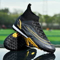 Boy's High Top Turf Football Boots Lace Up TF Soccer Cleats