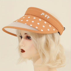 Yellow Dotted Visor Hat UV Protection Wide Brim Sun Hat