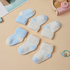 3 Pairs Newborn Baby Striped Plush Crew Socks for Boys/Girls