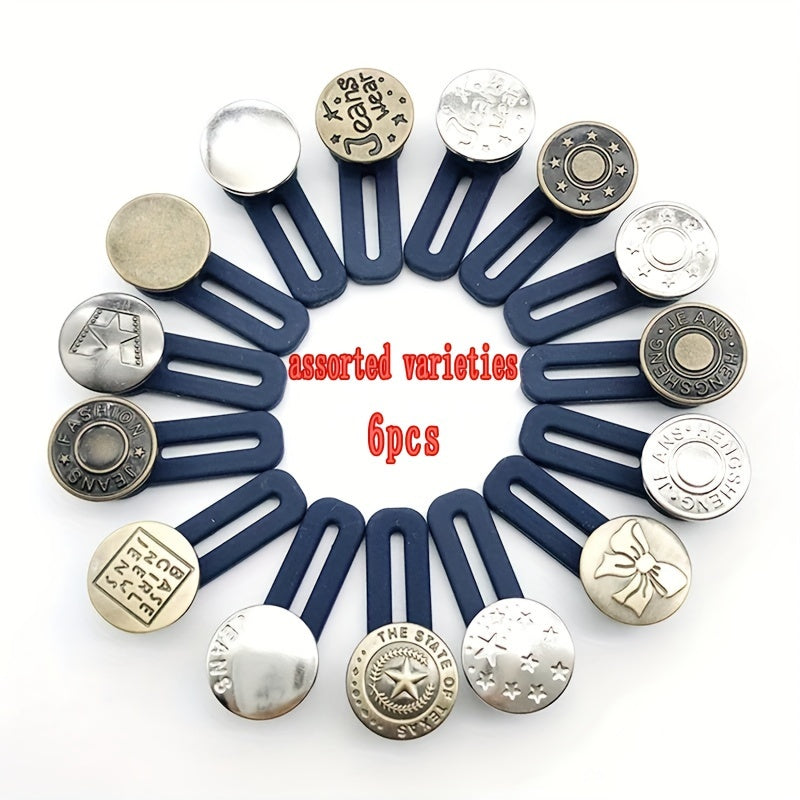 6pcs Waistband Extenders Metal Button Adjustable Waist Stretch Pants