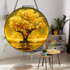 Stained Acrylic Window Hanging Sun Catcher with Chain Ornament