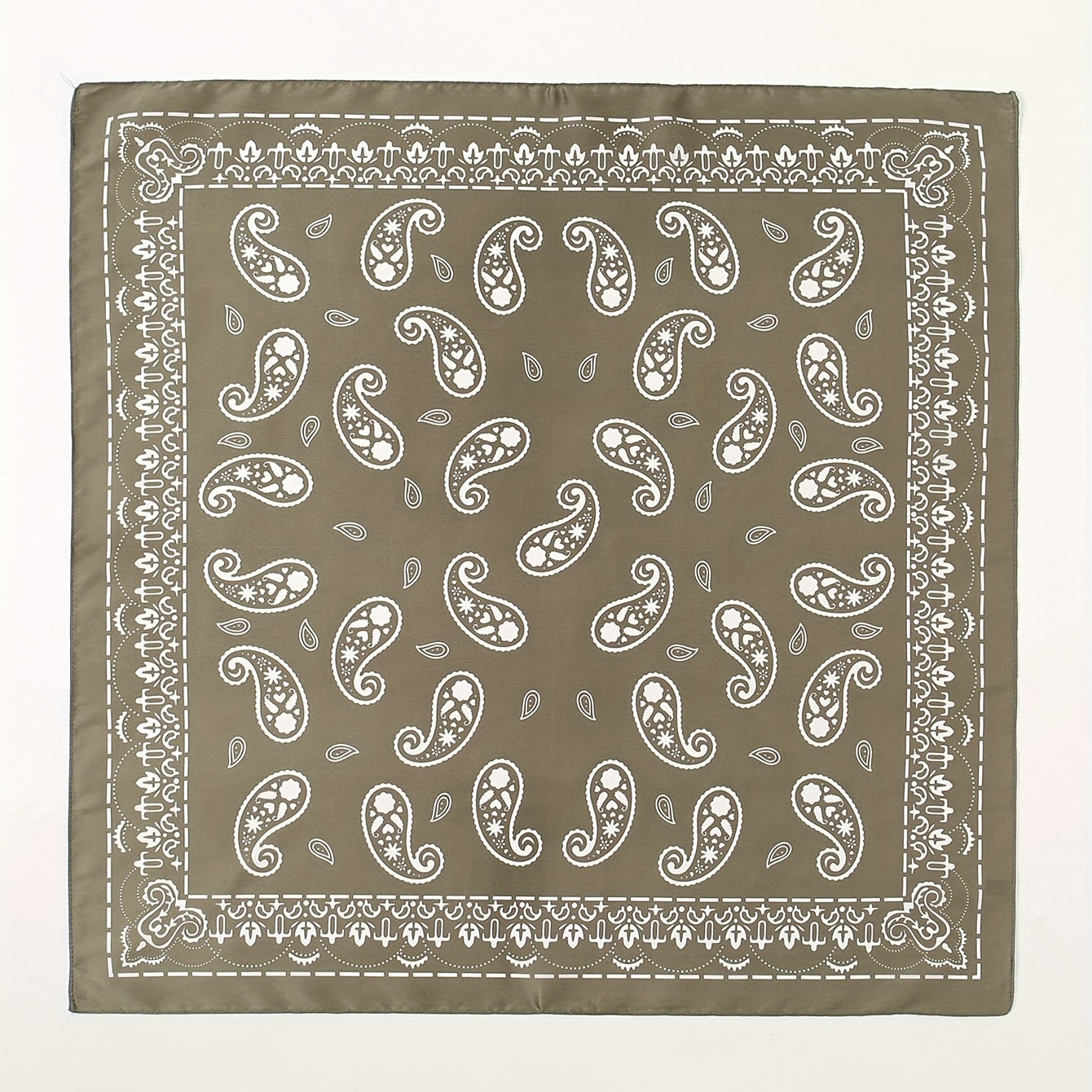 Dark Green Paisley Print Bandana Square Scarf Neckerchief