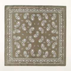 Dark Green Paisley Print Bandana Square Scarf Neckerchief