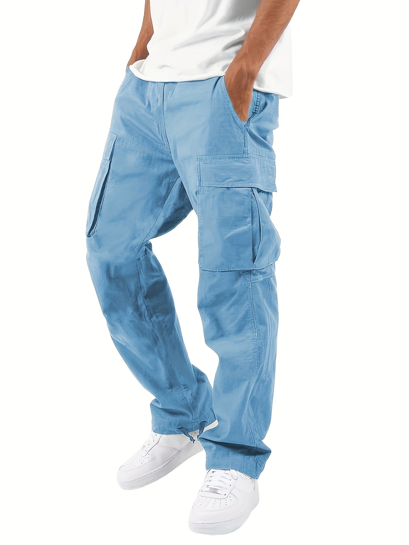 Men's Heavyweight Cargo Pants Elastic Waist Jogger Sweatpants