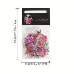 40pcs Transparent PET Jar Flower Fairy Stickers Decals Vintage Waterproof Bulk