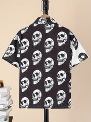 Boys Short Sleeve Skull Shirts Casual Stretch Tops For Summer