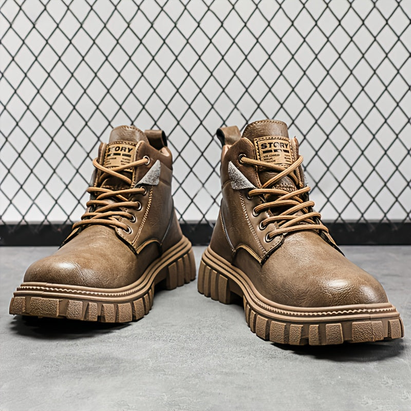 Men's Round Toe Lace-up Boots