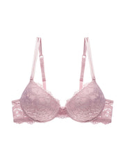 Lace Jacquard Push Up Bra Double Strap Thick Cup