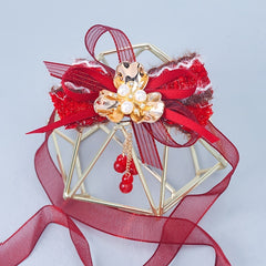 Red Bridal Wrist Wreath Bracelet Bridesmaids Beads Wedding Dress Accessories