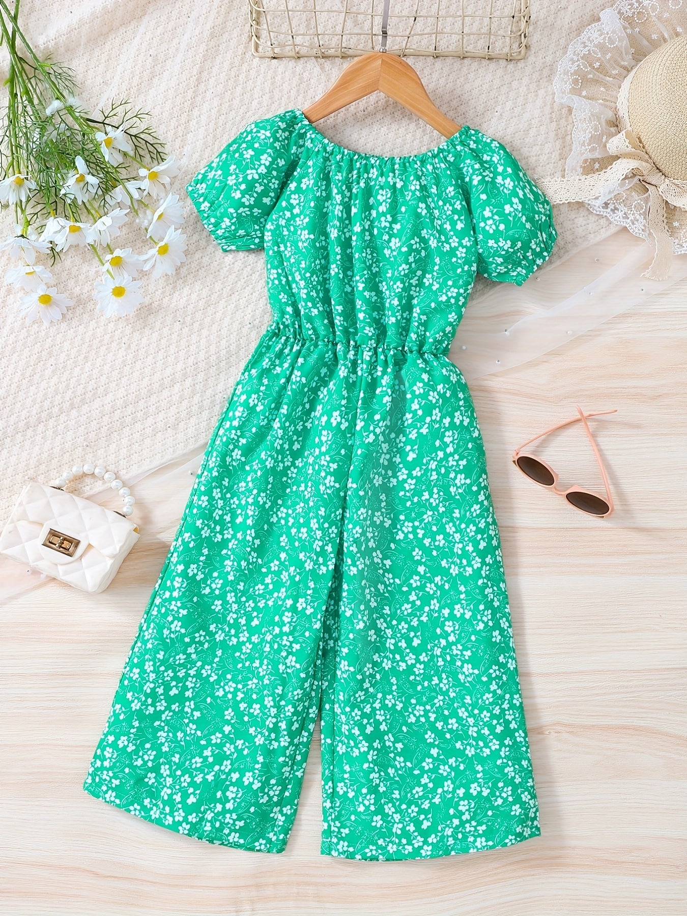 Toddler Girls Flowers Graphic Rompers Jumpsuits - Summer Clothes