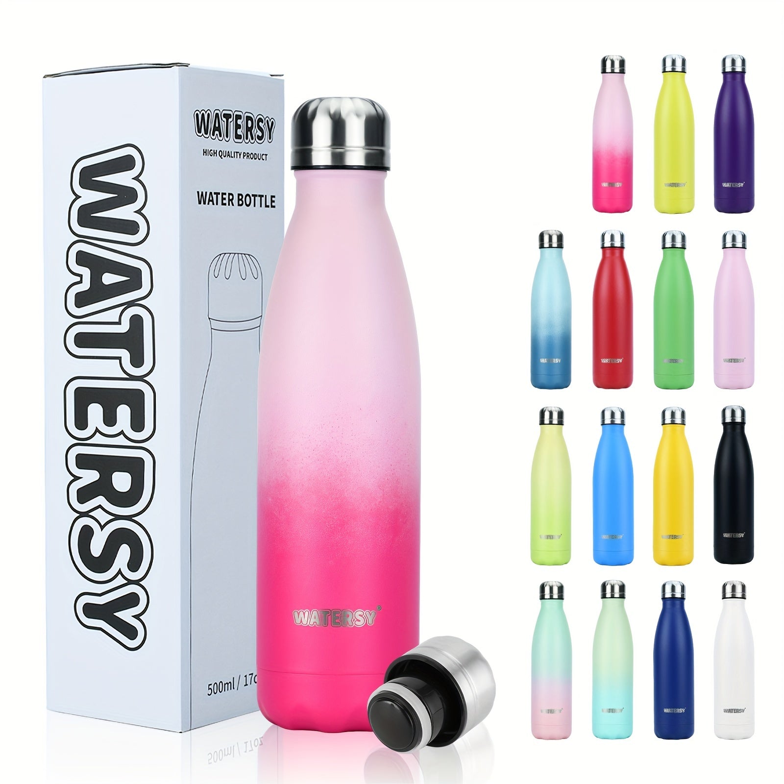 500ml 17oz Stainless Steel Sport Water Bottle Vacuum Insulated Leakproof Cup