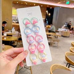 10pcs Children's Rubber Hair Band Large Hair Rope Sweet Bow Hair Ties