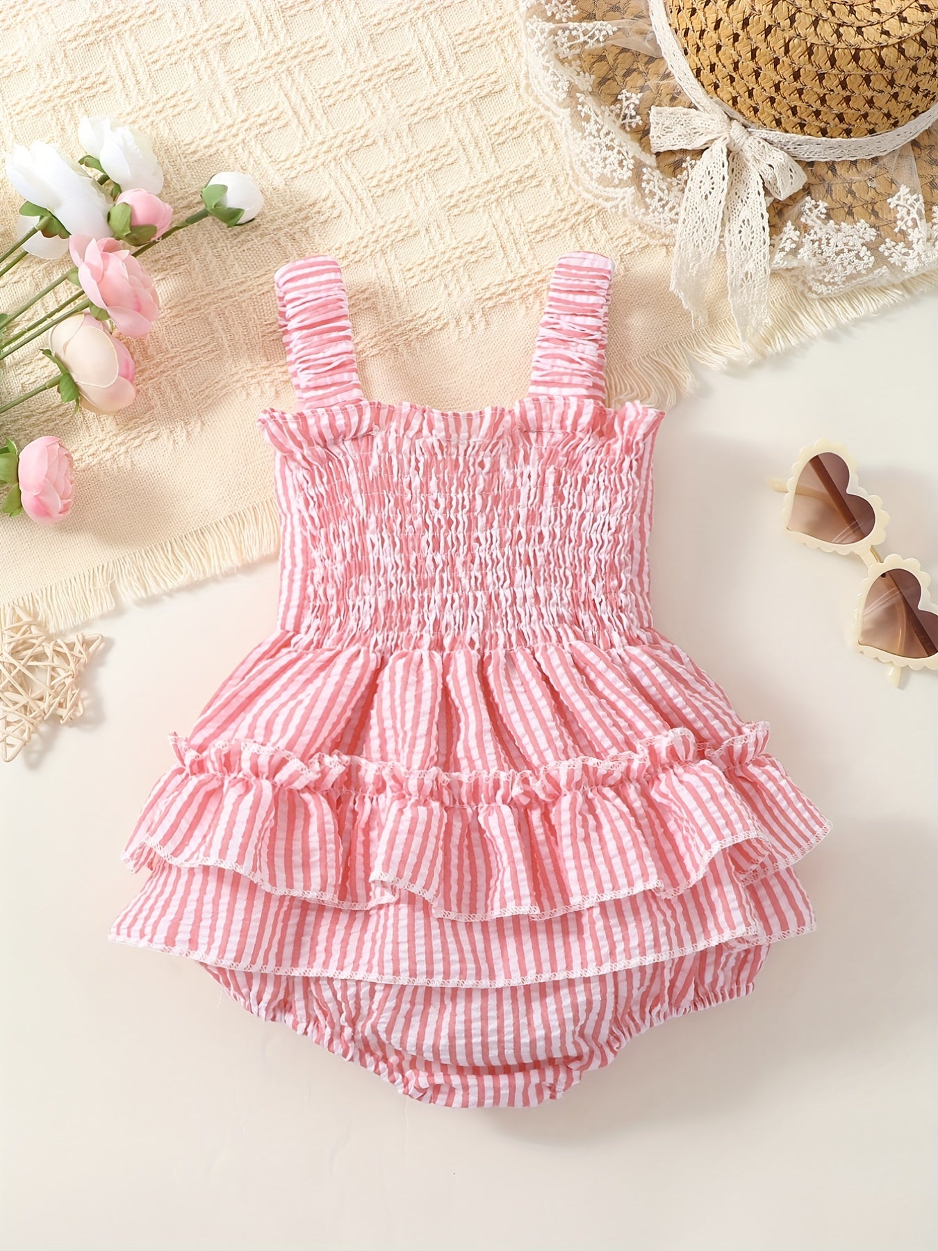 Baby Girls Striped Bowknot Onesie Clothes