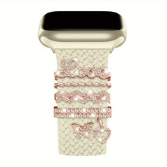 Elastic Nylon Watch Strap Set for iWatch 38mm-49mm with Love Decorations