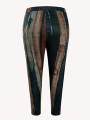Brush Print Elastic High Rise Slim Fit Trousers
