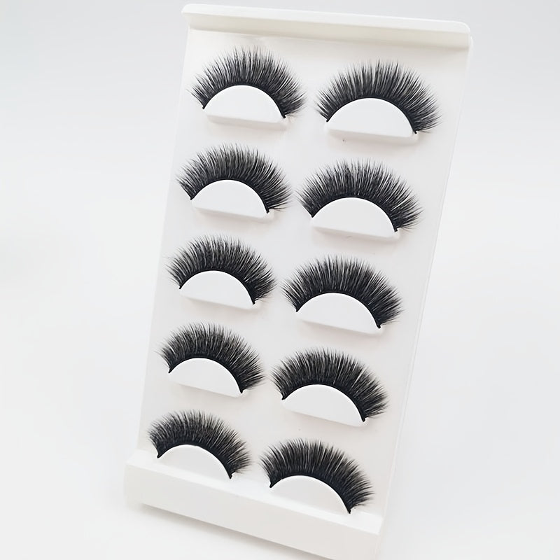 5 Pairs 3D Silky Lashes for Hooded Eyes Fluffy Natural Look Makeup Gift