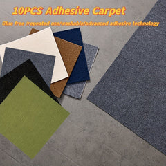 10pcs Adhesive Carpet Tile Peel & Stick Floor Tile Home Decoration