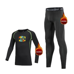 2pcs Kids Fleece Compression Sets Letter Print Pullover Matching Pants